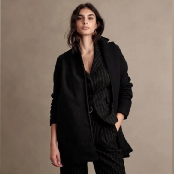 NWT! Banana Republic Black Knit Brushed Long Blazer -Multiple - Picture 1 of 6